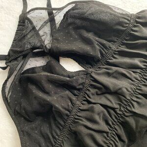 Adore Me Izzy Black Slip Lingerie Lace Halter Criss Cross Nightie | Large